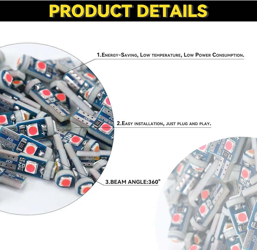 Universal T10 LED Parking Light Bulbs - Error-Free W5W 194 168 Wedge LED for Car and Motorcycle - Super Bright