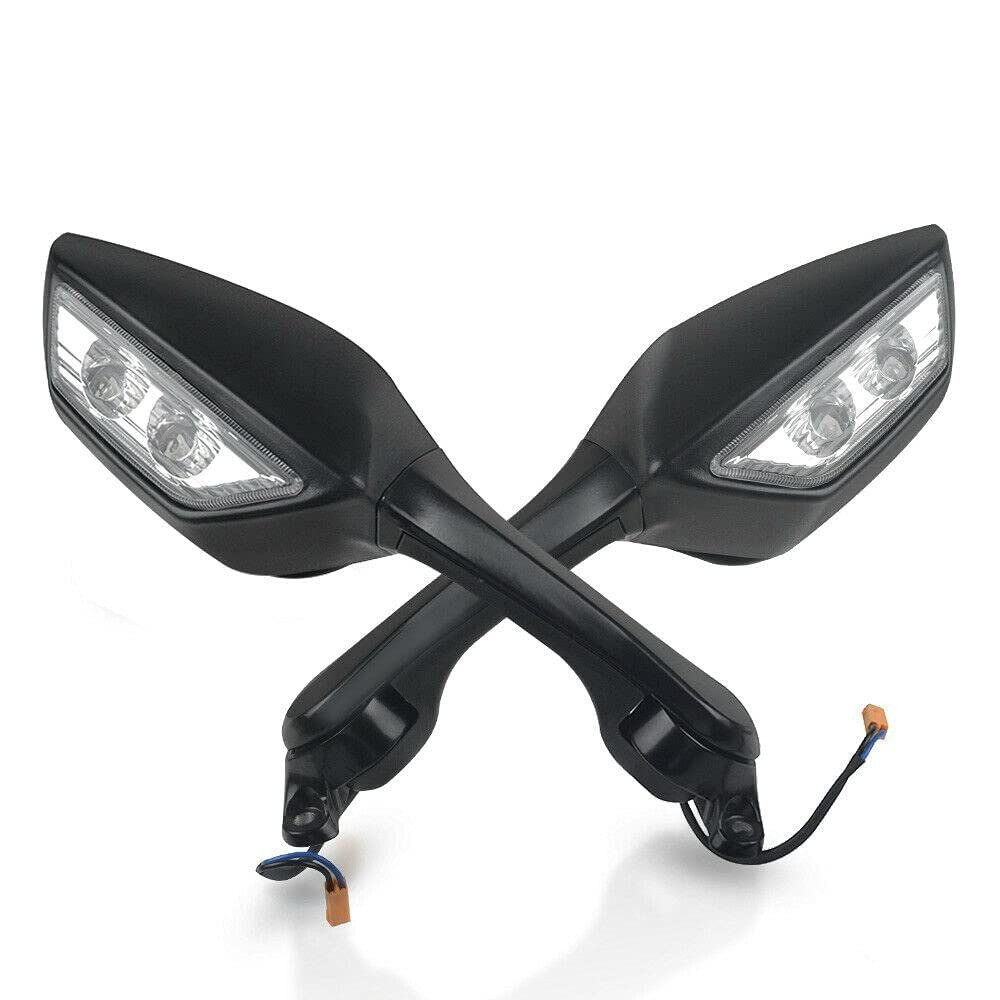 BSDDP Universal Integrated LED Turn Signal Sportbike Mirrors - Stealth Racing Fairing Mount Mirror Set for CBR, Ninja, R1, R6, GSXR