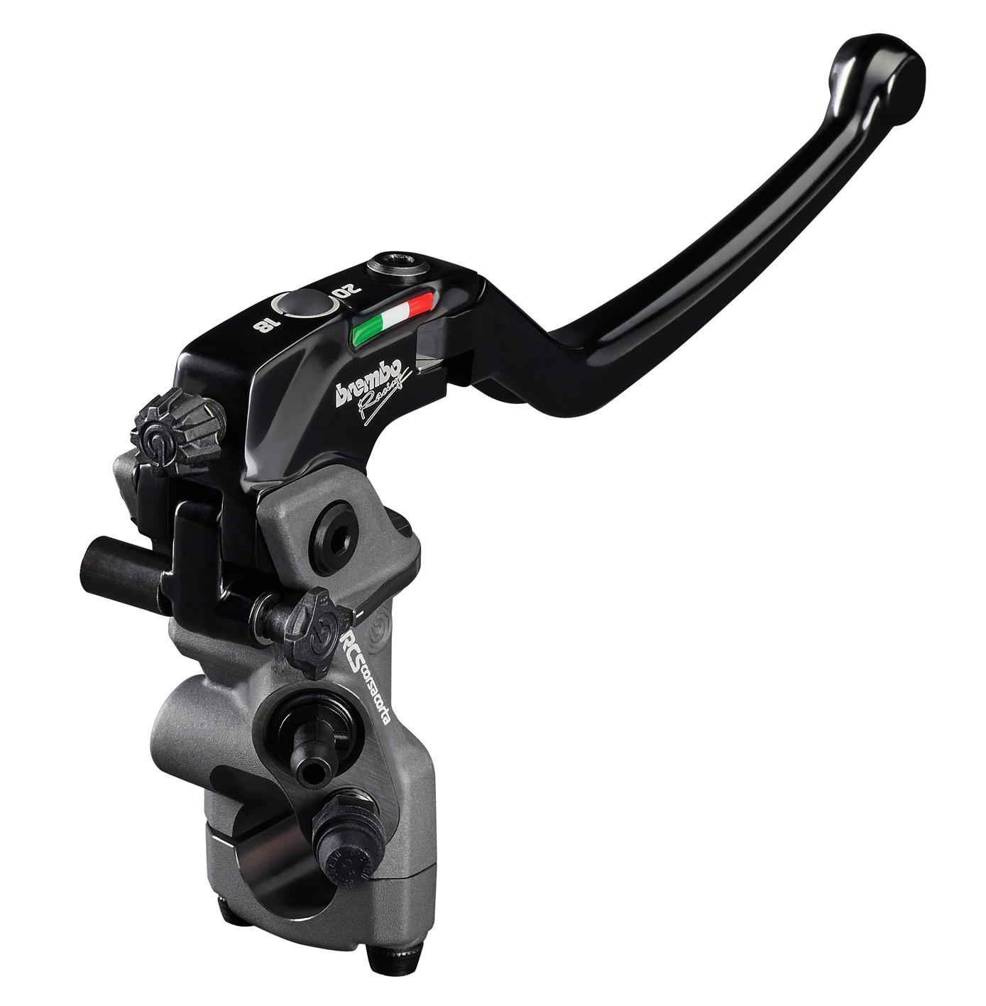 Universal Brembo RCS 19 Motorcycle Adjustable Folding Clutch and Brake Lever Set - Hydraulic Master Cylinder with Transparent Reservoir - 7/8 Inch Handlebar Performance Kit