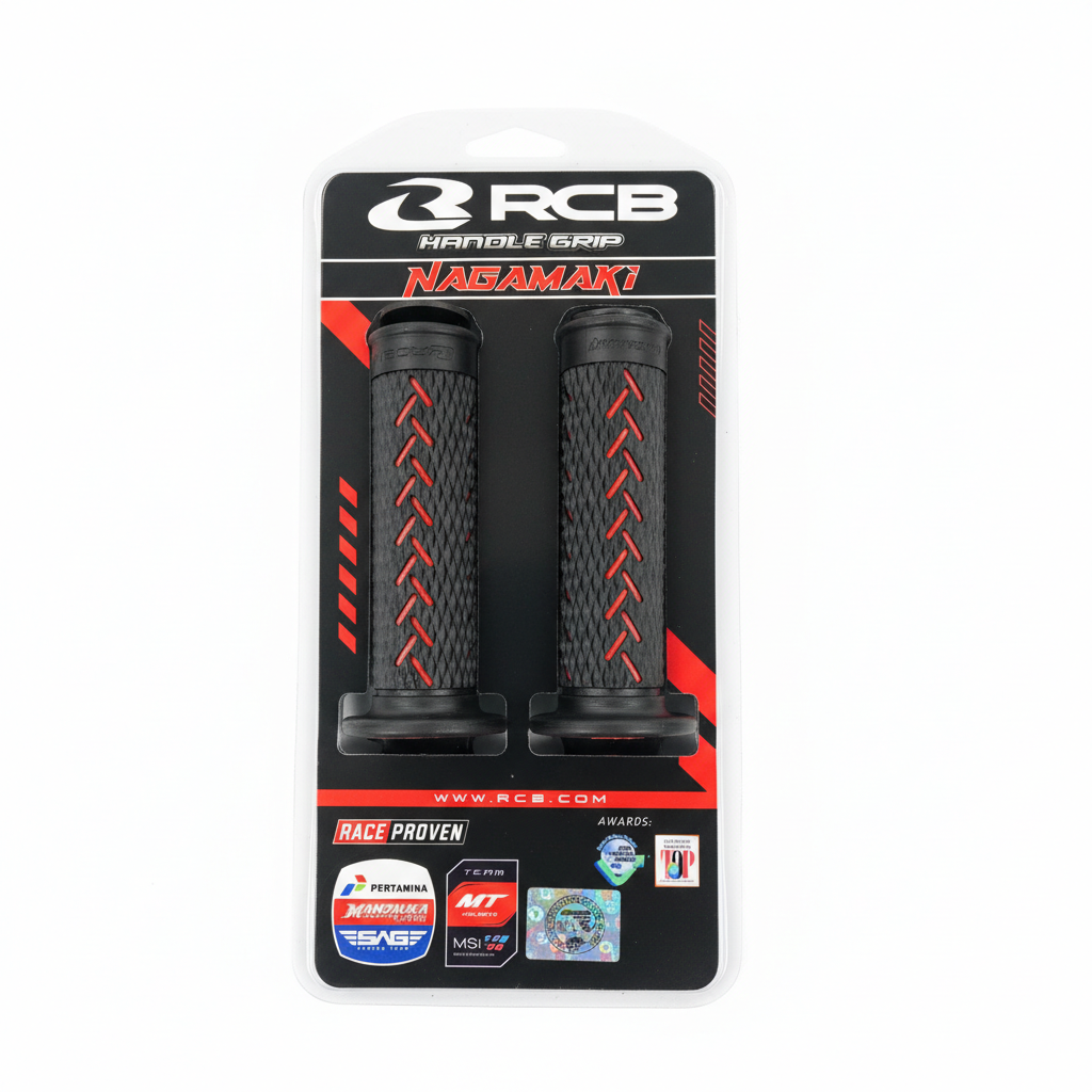 RCB Nagamaki Series Handle Grip (Premium Replica Red)  - Samurai Inspired Anti-Slip Rubber for All Motorcycles