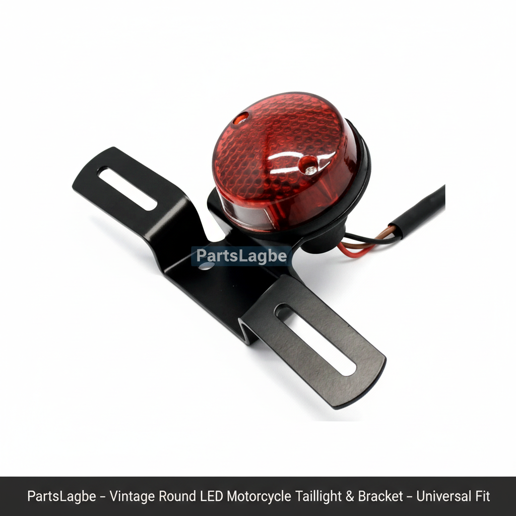 Universal Classic Round LED Motorcycle Tail Light with License Plate Holder