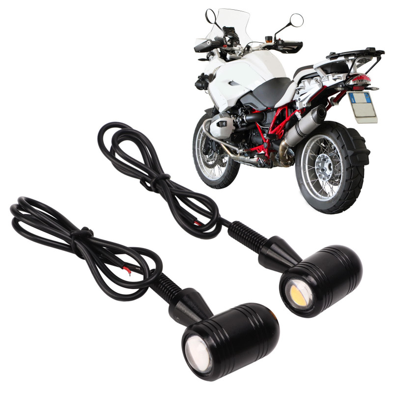 Universal Mini Bullet LED Turn Signal Indicators – Super Bright Amber Light (Set of 2)