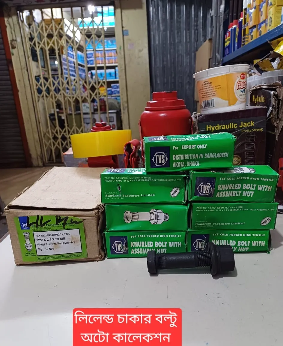 TVS Leyland Hub Bolt with Assembly Nut M22x2.5x98mm
