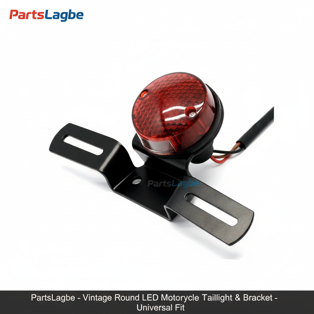 Universal Classic Round LED Motorcycle Tail Light with License Plate Holder